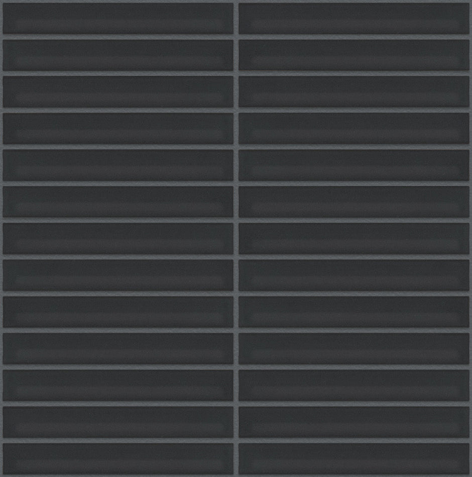 The Mosaic Factory Sevilla Mozaïek Tegel Kitkat Vinger - Mat Zwart Geglazuurd Porselein 296x299 mm