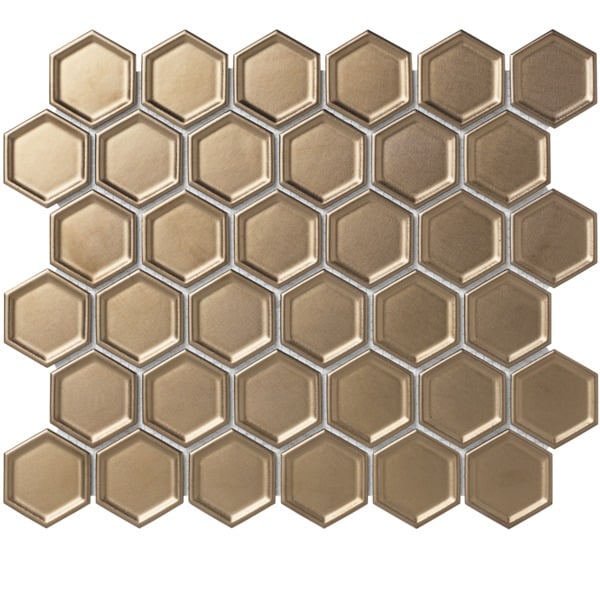 The Mosaic Factory Barcelona Mozaiek Tegel Hexagon - Brons - Porselein - Geglazuurd - 281x325 mm