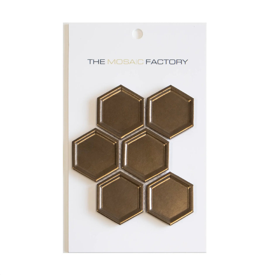 The Mosaic Factory Barcelona Mozaiek Tegel Hexagon - Brons - Porselein - Geglazuurd - 281x325 mm
